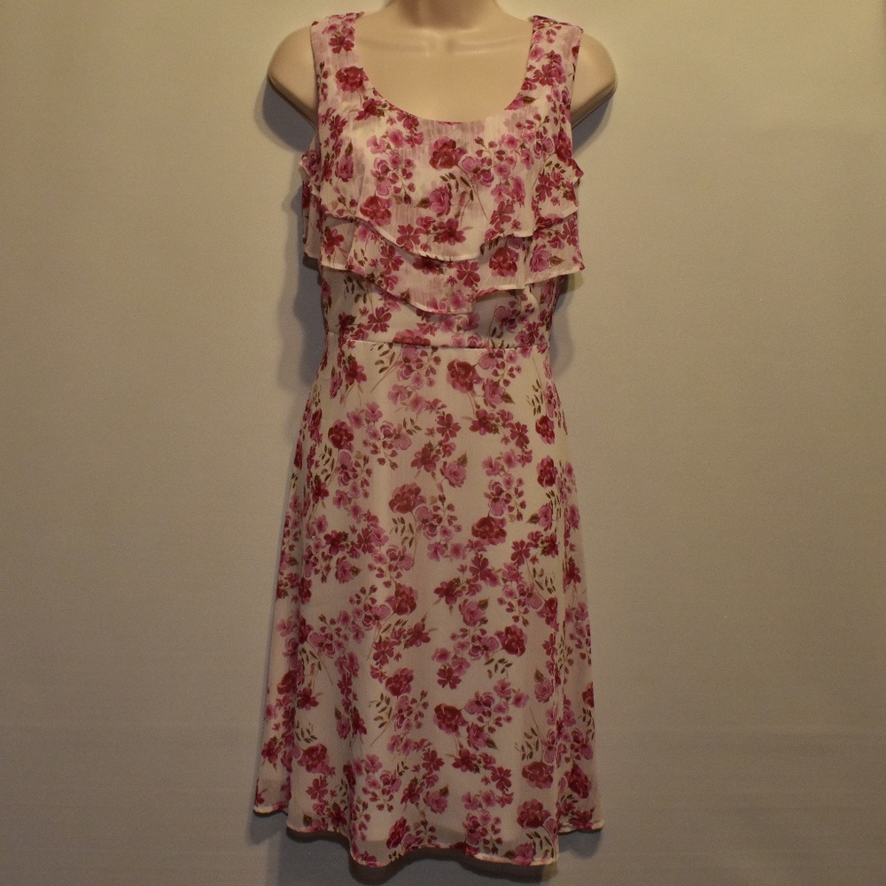 Emma & Michele Pink and Red Flowers Flounce Dress